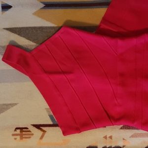 Herve Leger Icon One Shoulder Midi Sheath Dress